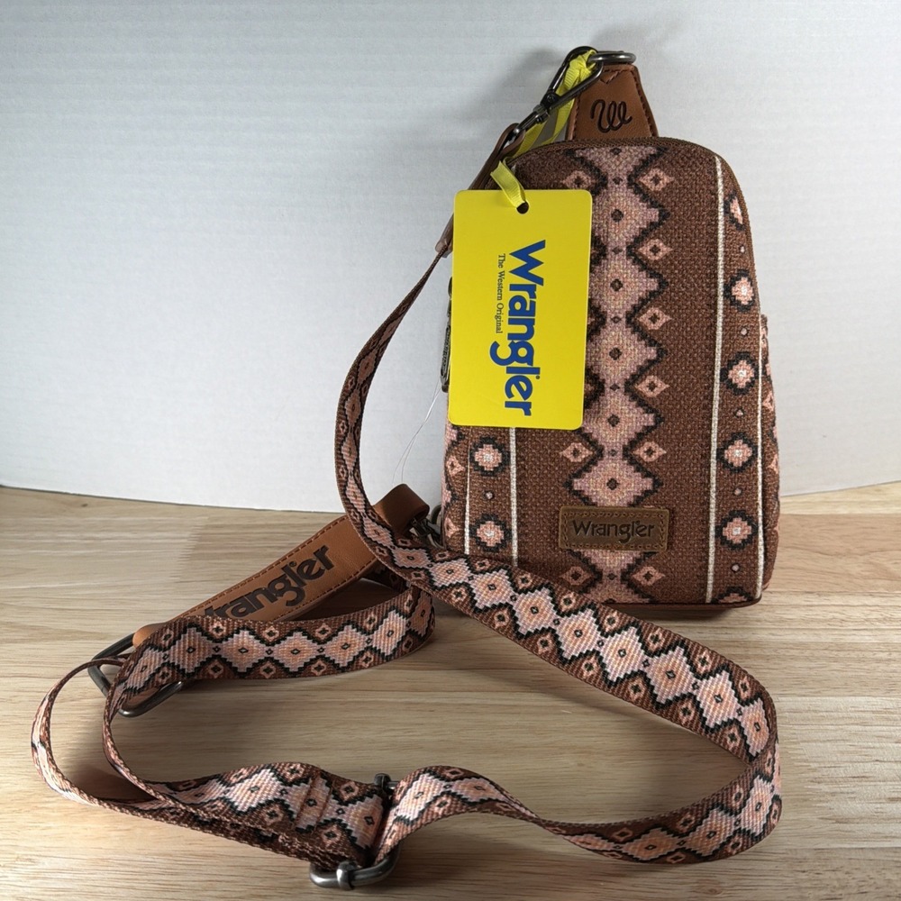 Wrangler Ladies Aztec Dark Brown Sling Crossbody Bag WG2205-210DBR
